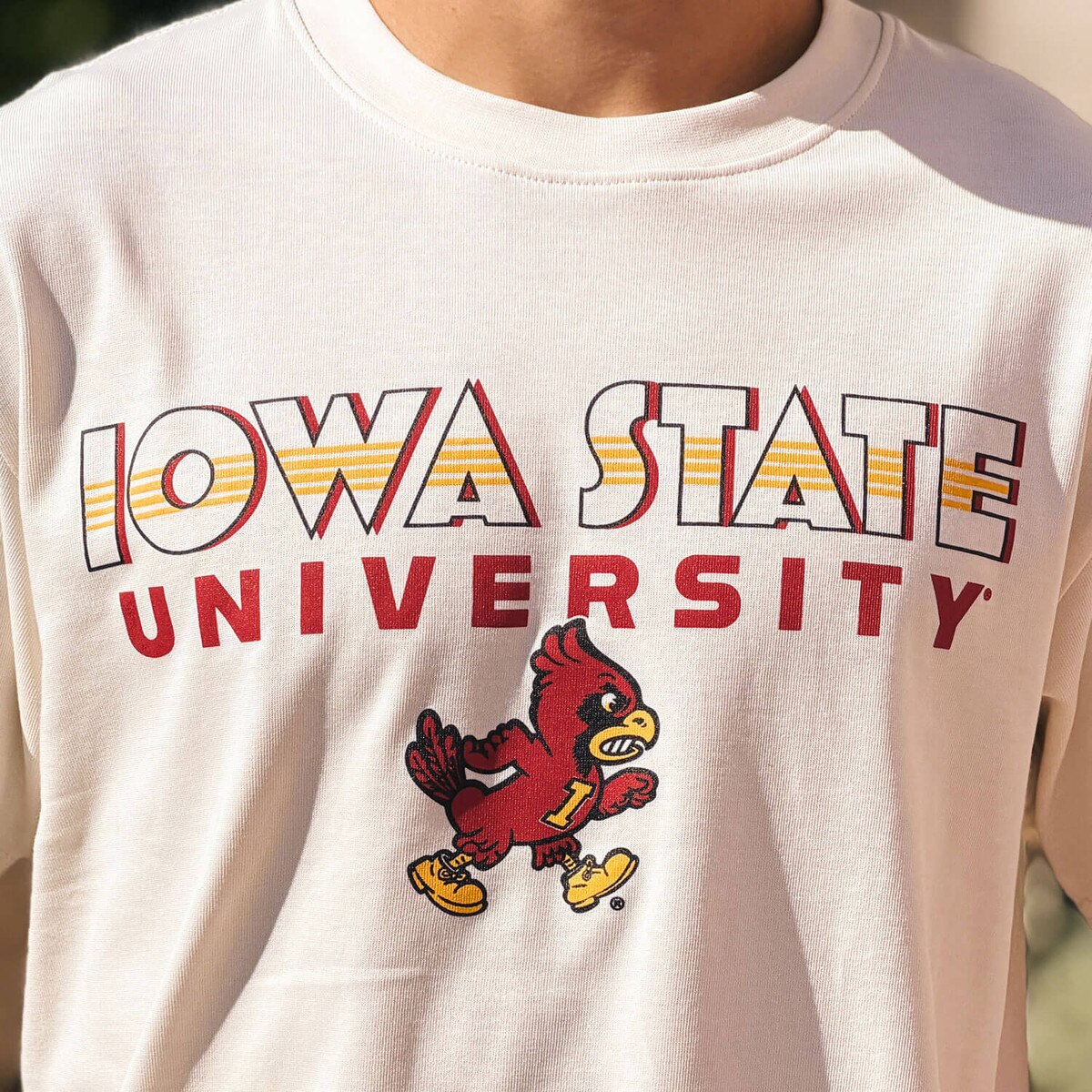 College House Walking Cy Vintage White Heavy Weight Short Sleeve T-shirt design close up